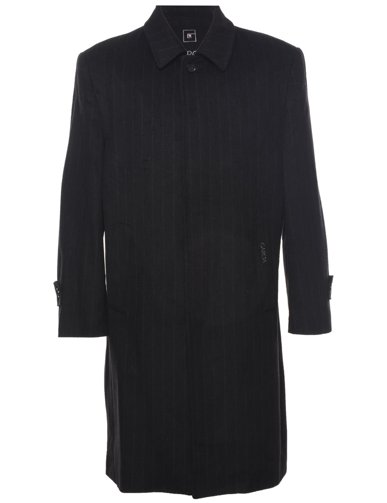 Cashmere Stripy Pattern Coat - L