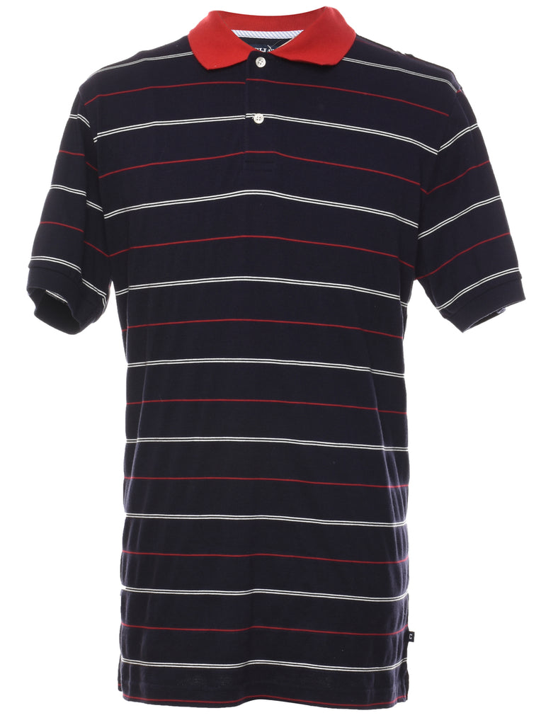 Chaps Black & Red Striped Polo Shirt - L