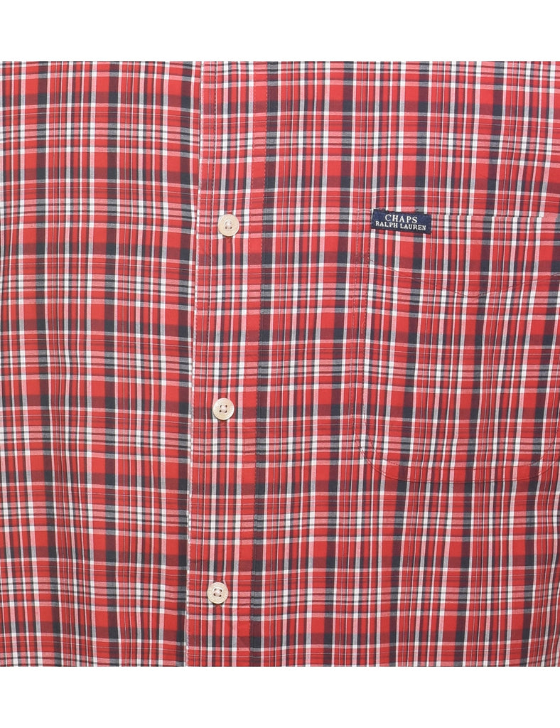 Chaps Checked Red Short Sleeve Shirt - XL