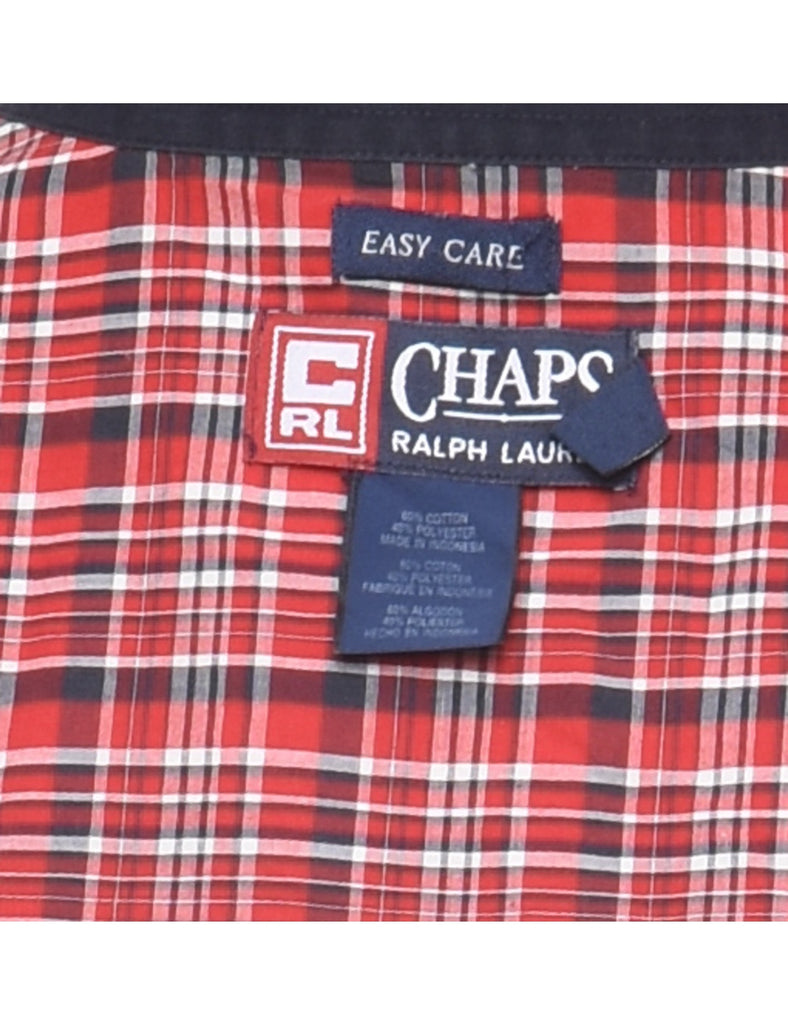 Chaps Checked Red Short Sleeve Shirt - XL