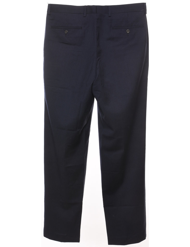 Chaps Pinstriped Navy Tapered Trousers - W34 L32