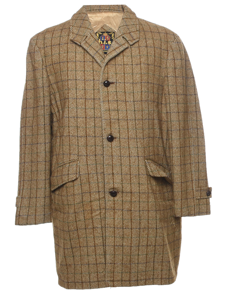 Checked Light Brown Coat - L