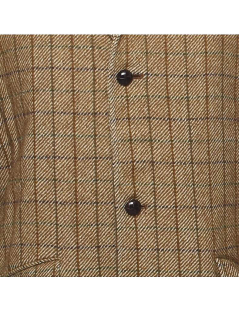 Checked Light Brown Coat - L