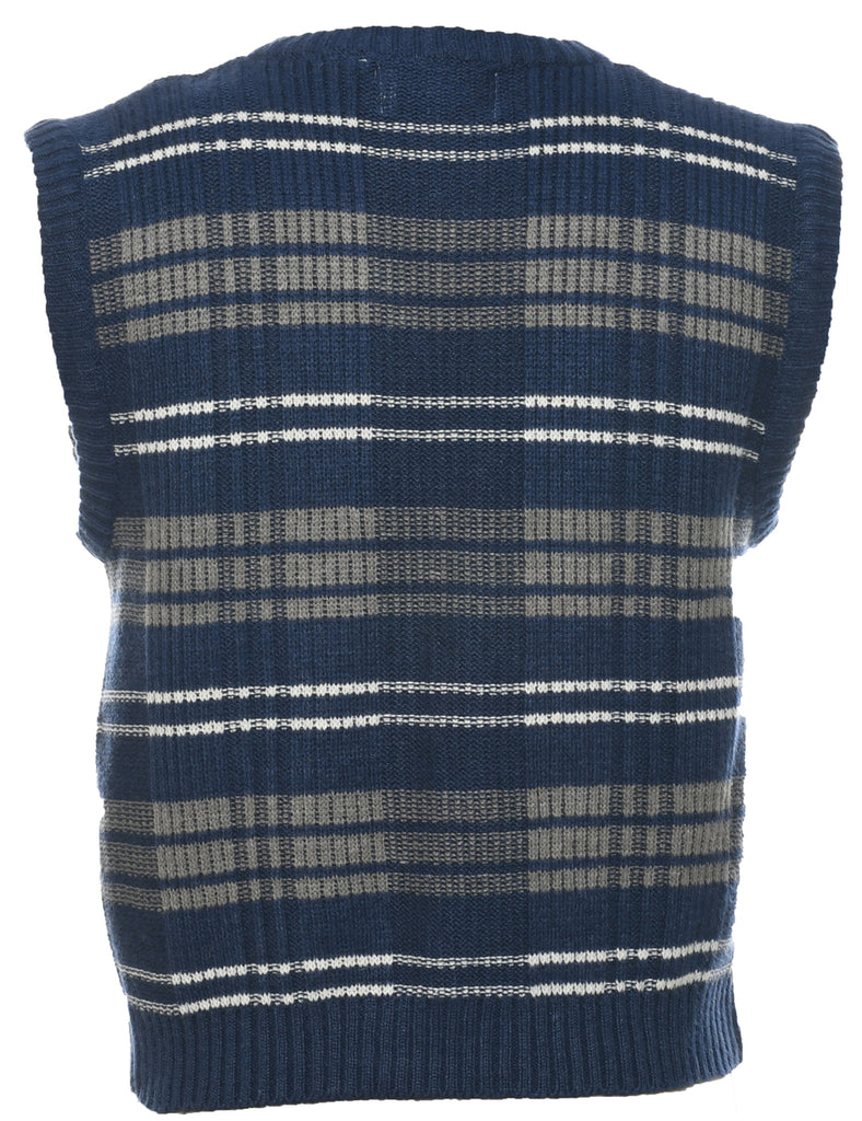 Checked Navy Vest - L