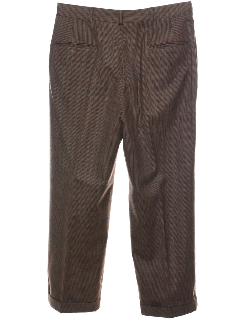 Checked Pattern Brown Classic Trousers - W33 L28