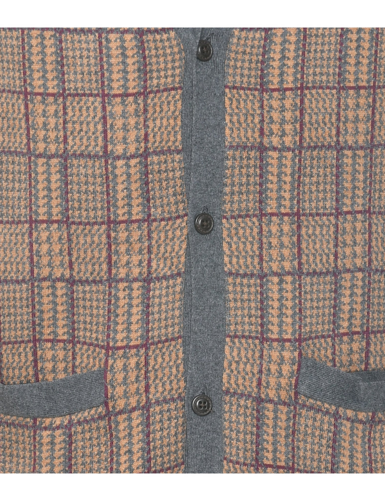 Checked Pattern Sweater Vest - L