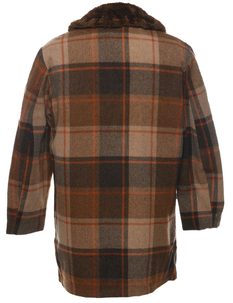 Checked Wool Coat - L