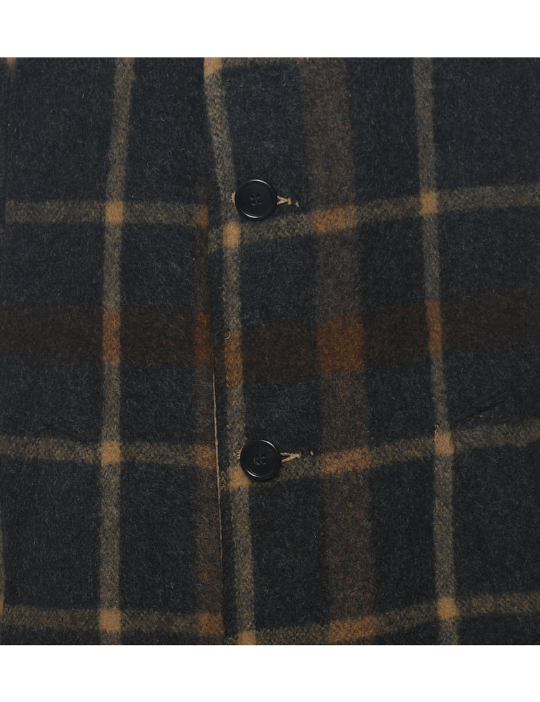 Checked Wool Coat - XL