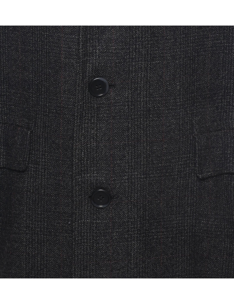 Checked Wool Coat - L