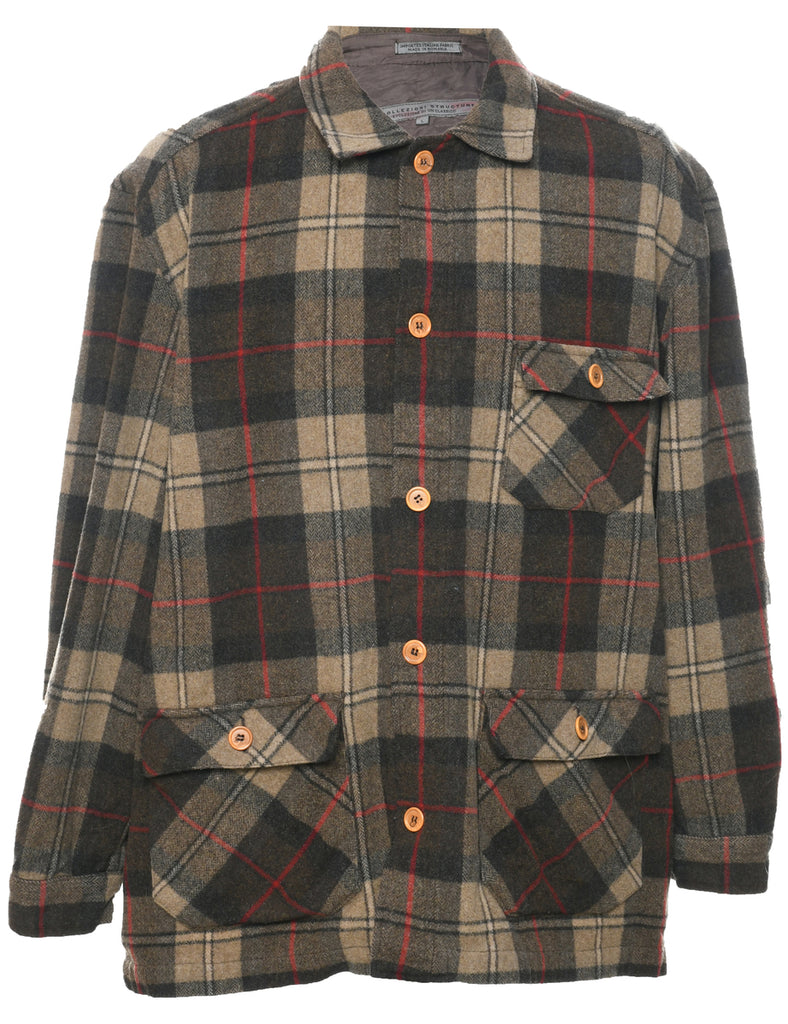 Checked Wool Jacket - L