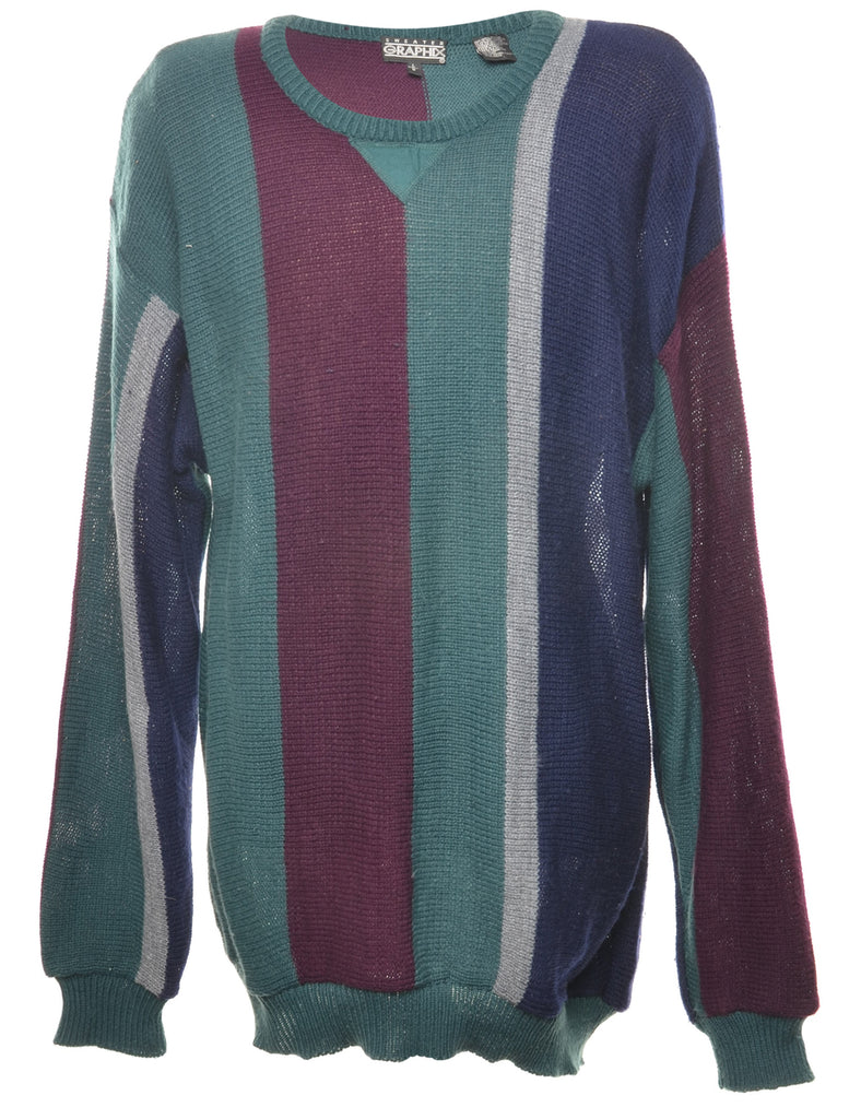 Colour Block Cardigan - L