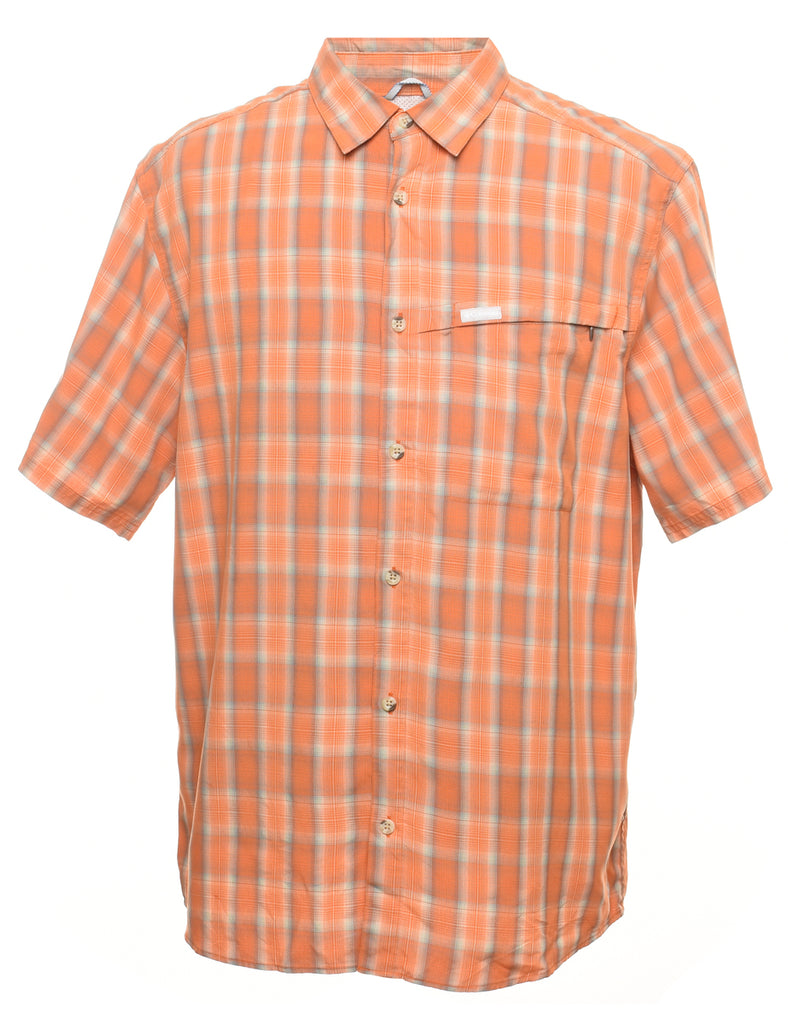 Columbia Checked Orange Short-Sleeve Shirt - XL