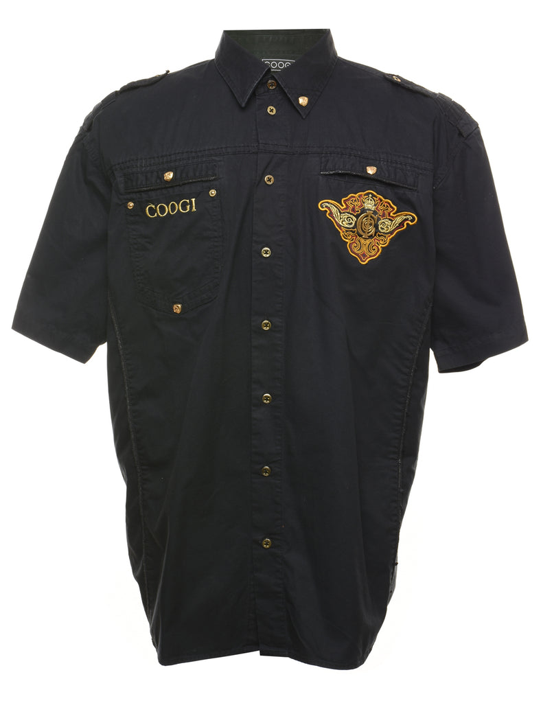 Coogi Embroidered Black 1990s Shirt - XL