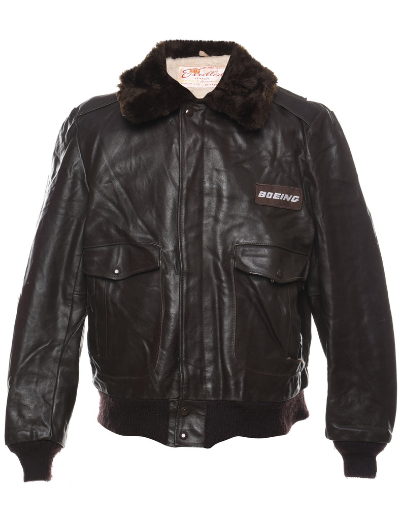 Dark Brown Boeing Leather Flight Jacket - XL