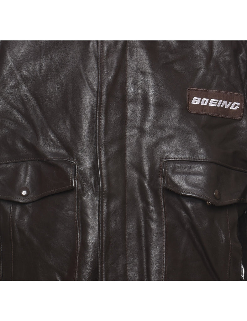 Dark Brown Boeing Leather Flight Jacket - XL