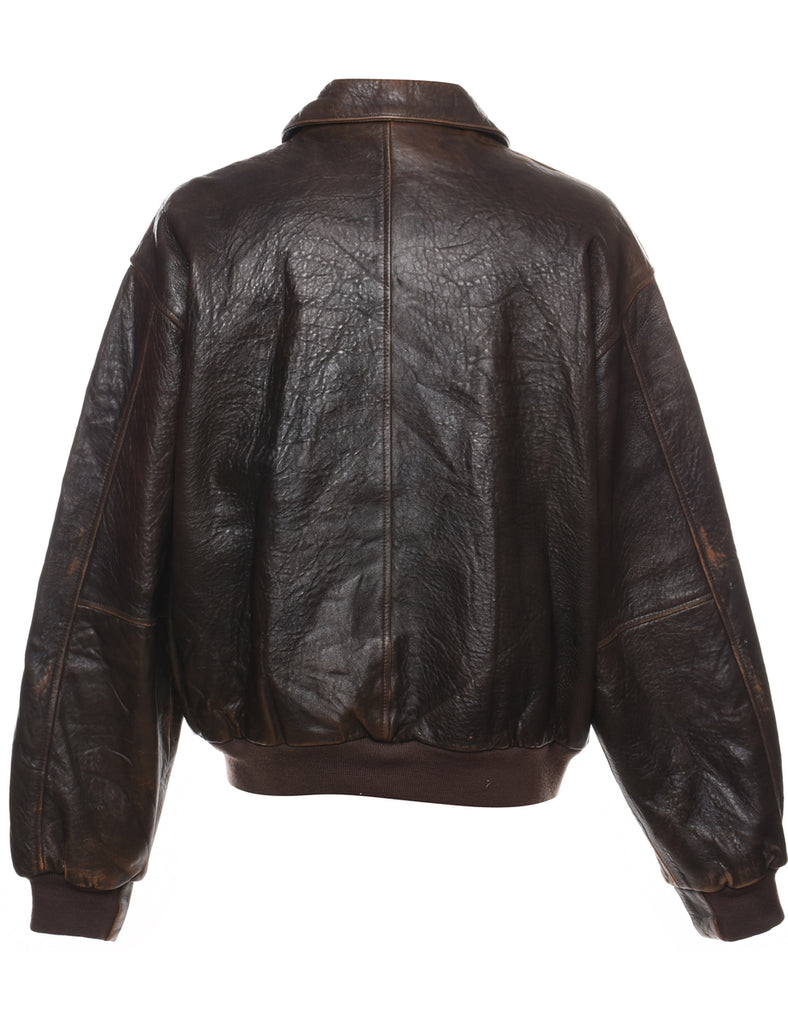 Dark Brown Distressed Vintage Flight Jacket - XXL