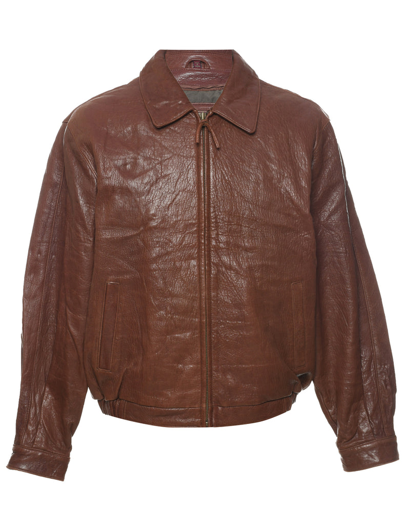 Dark Brown Leather Jacket - L