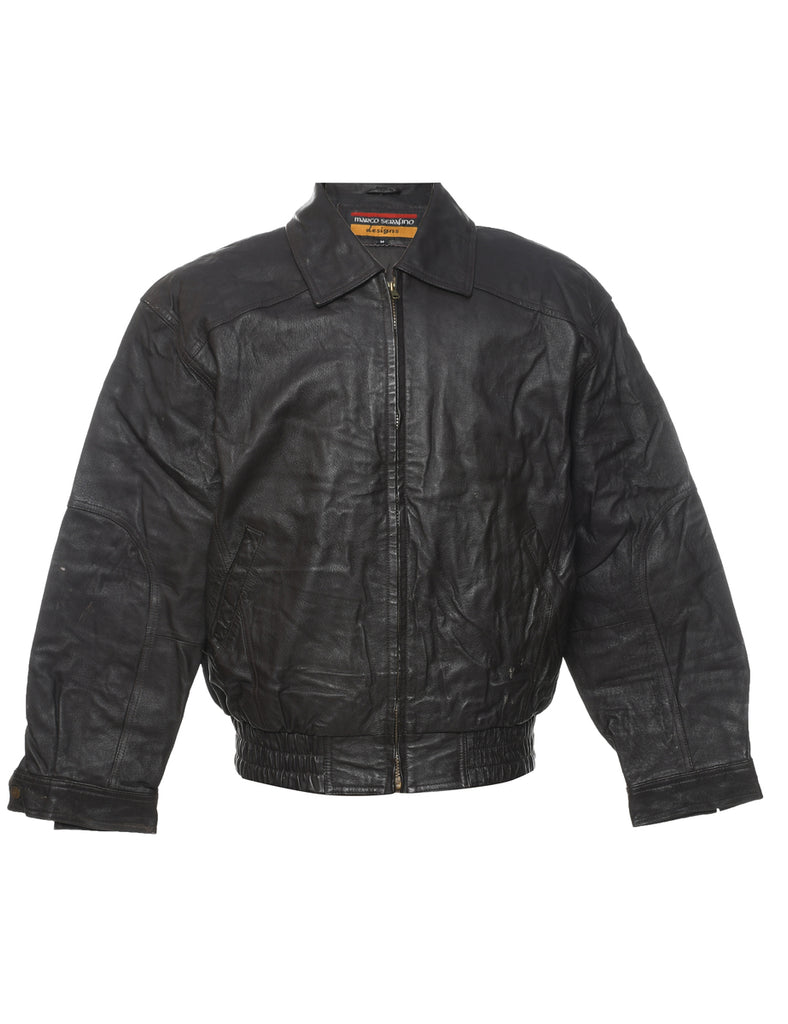 Dark Brown Leather Jacket - M