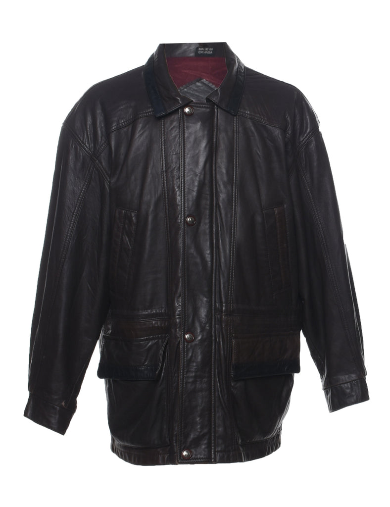 Dark Brown Leather Jacket - L