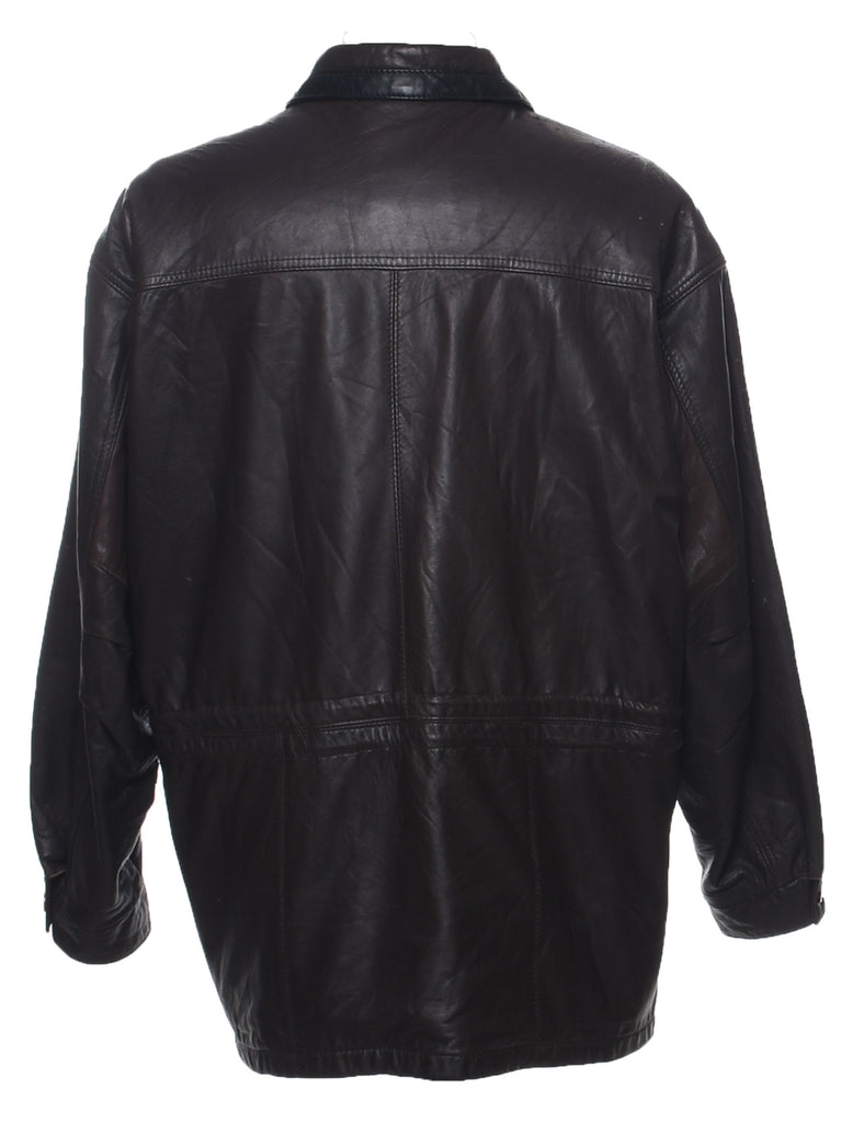 Dark Brown Leather Jacket - L