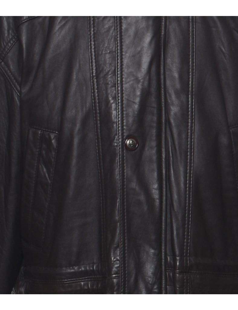 Dark Brown Leather Jacket - L