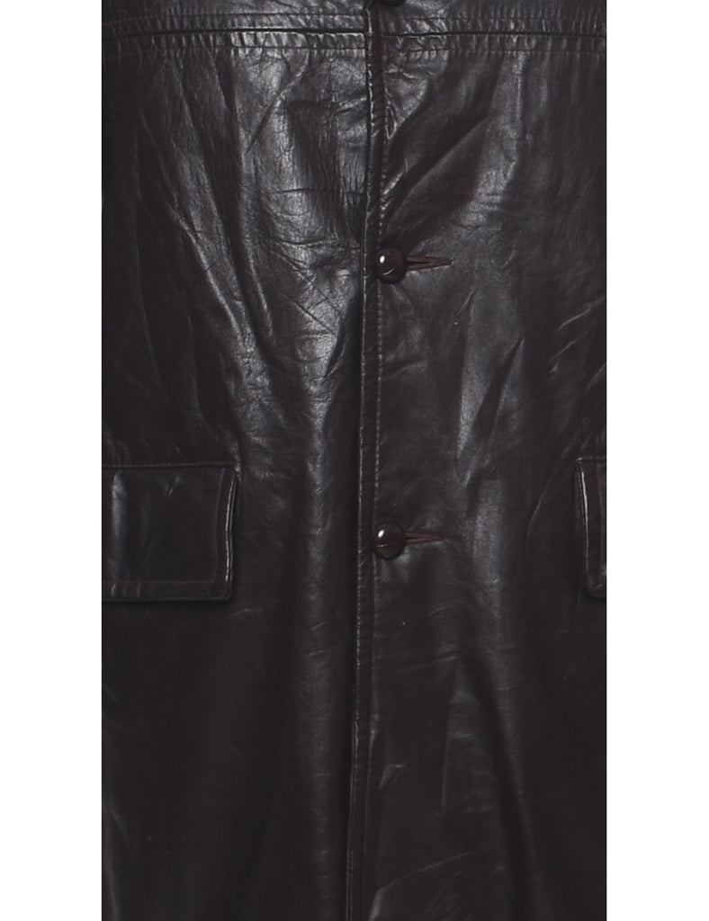 Dark Brown Leather Jacket - M