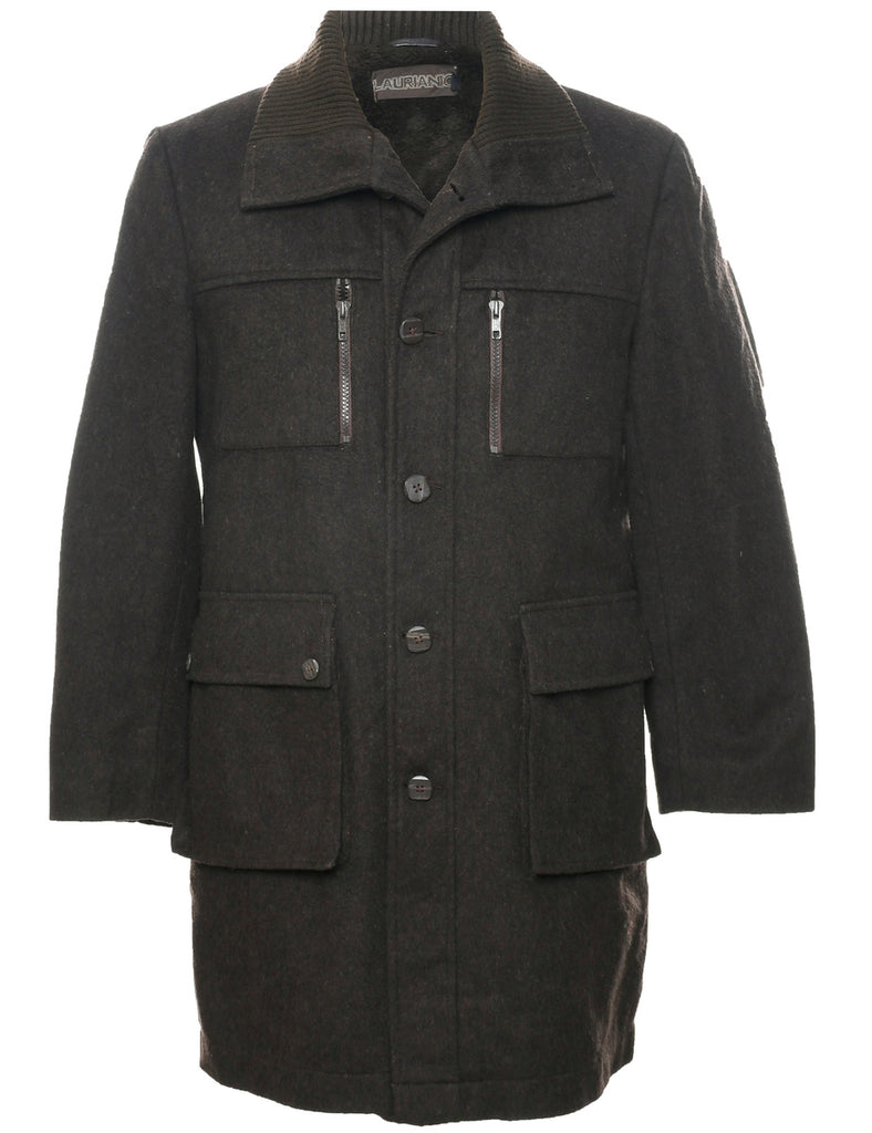 Dark Brown Wool Coat - M