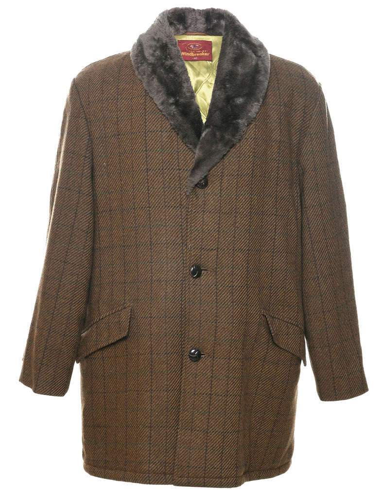 Dark Brown Wool Coat - L