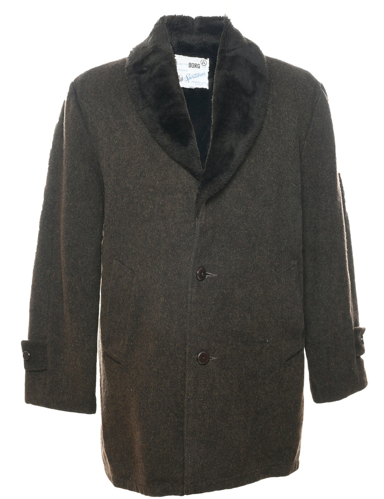 Dark Brown Wool Coat - M