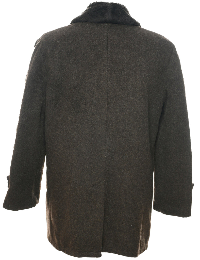 Dark Brown Wool Coat - M