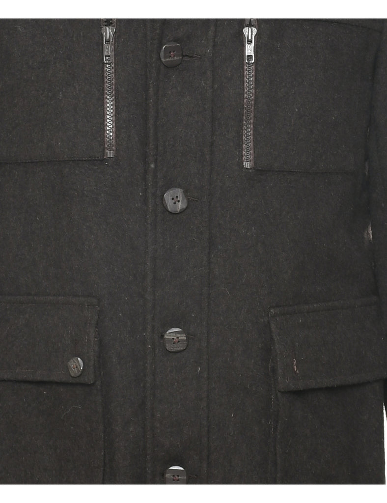 Dark Brown Wool Coat - M