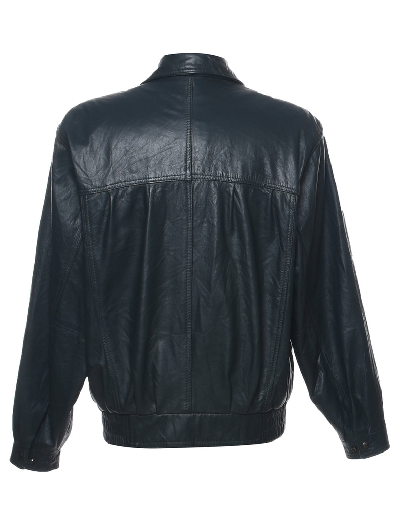 Dark Green Leather Jacket - XL