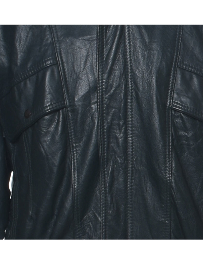 Dark Green Leather Jacket - XL