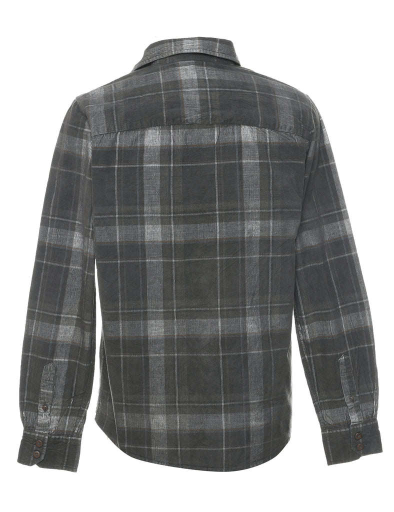 Dark Grey Corduroy Checked Shirt - S