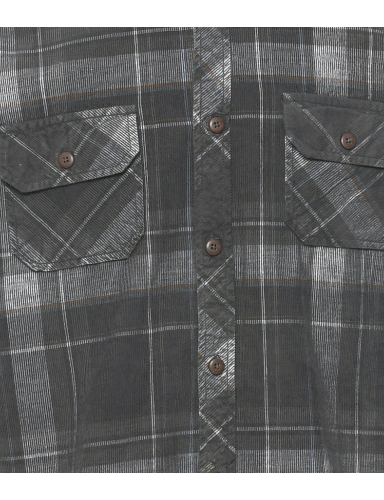 Dark Grey Corduroy Checked Shirt - S