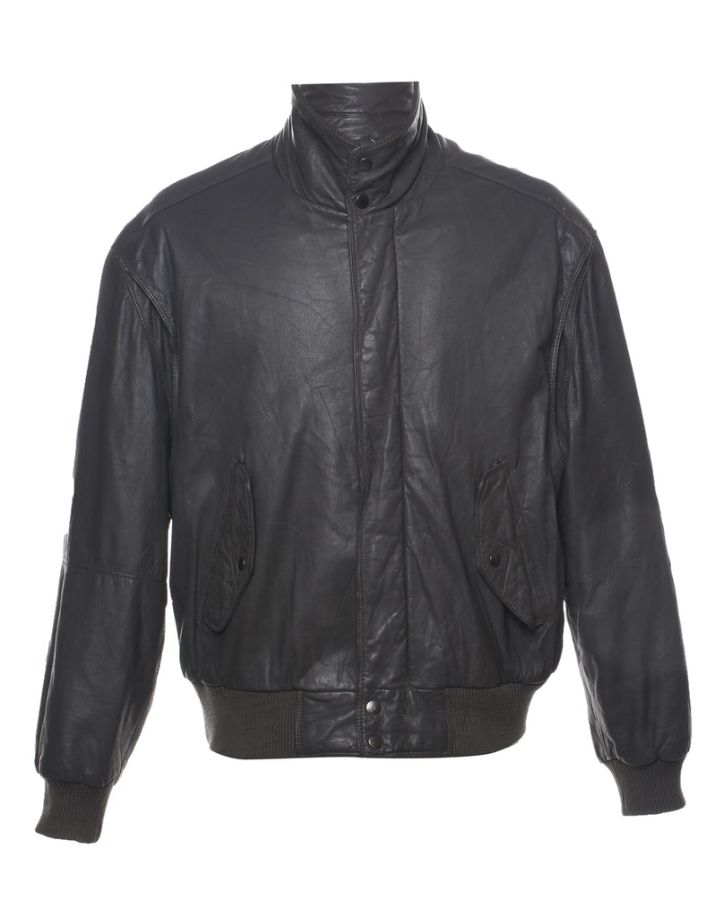 Dark Grey Leather Jacket - XL