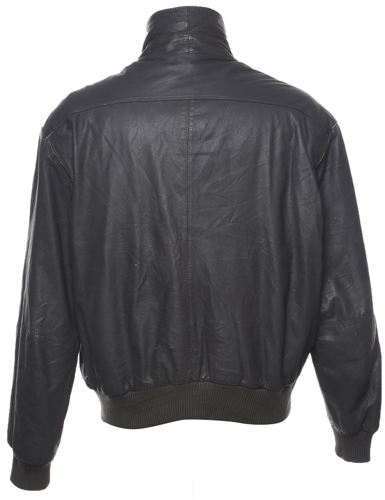 Dark Grey Leather Jacket - XL