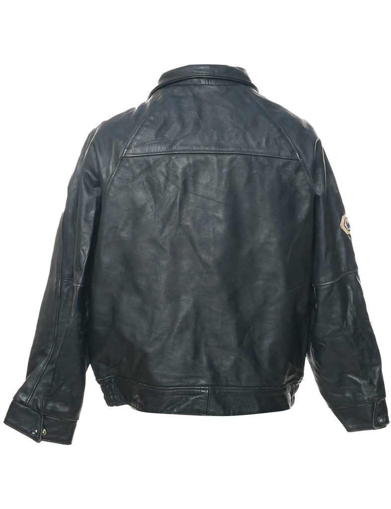 Dark Grey Leather Jacket - L