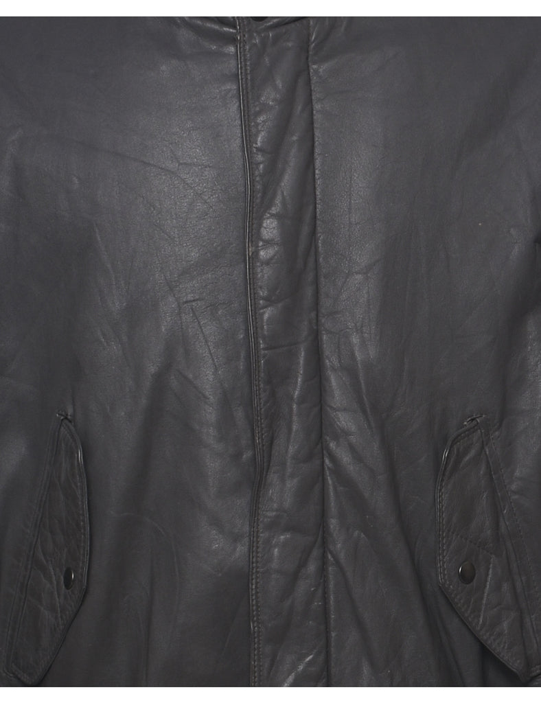 Dark Grey Leather Jacket - XL