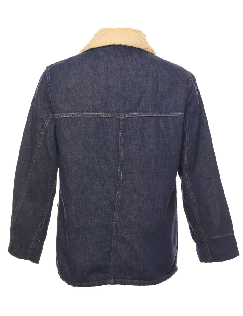 Dark Wash Shearling Denim Jacket - L