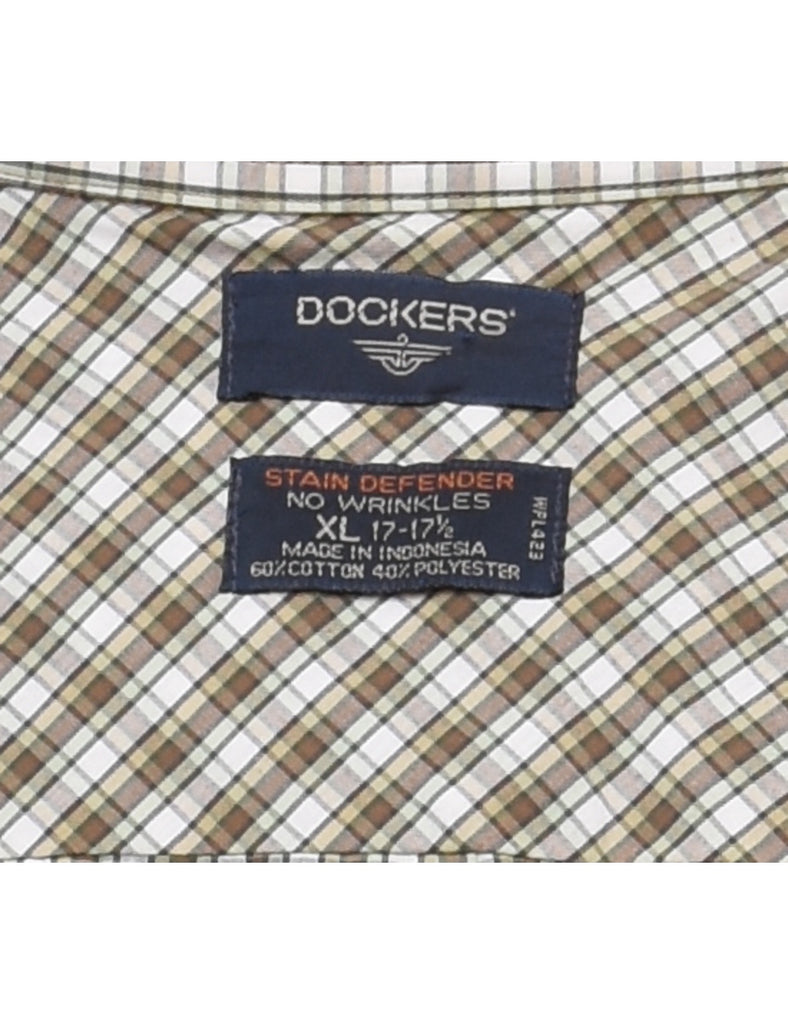 Dockers Checked Light Brown & Pale Yellow Shirt - XL