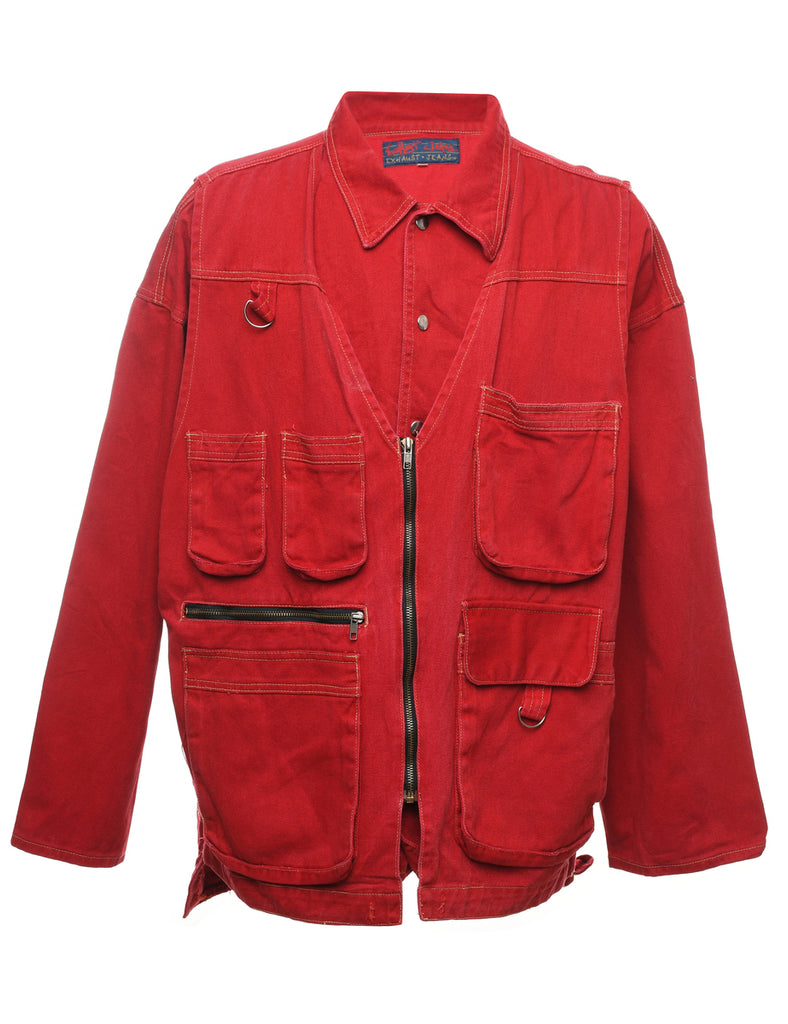 Exhaust Jeans 1990s Red Denim Utility Jacket - L