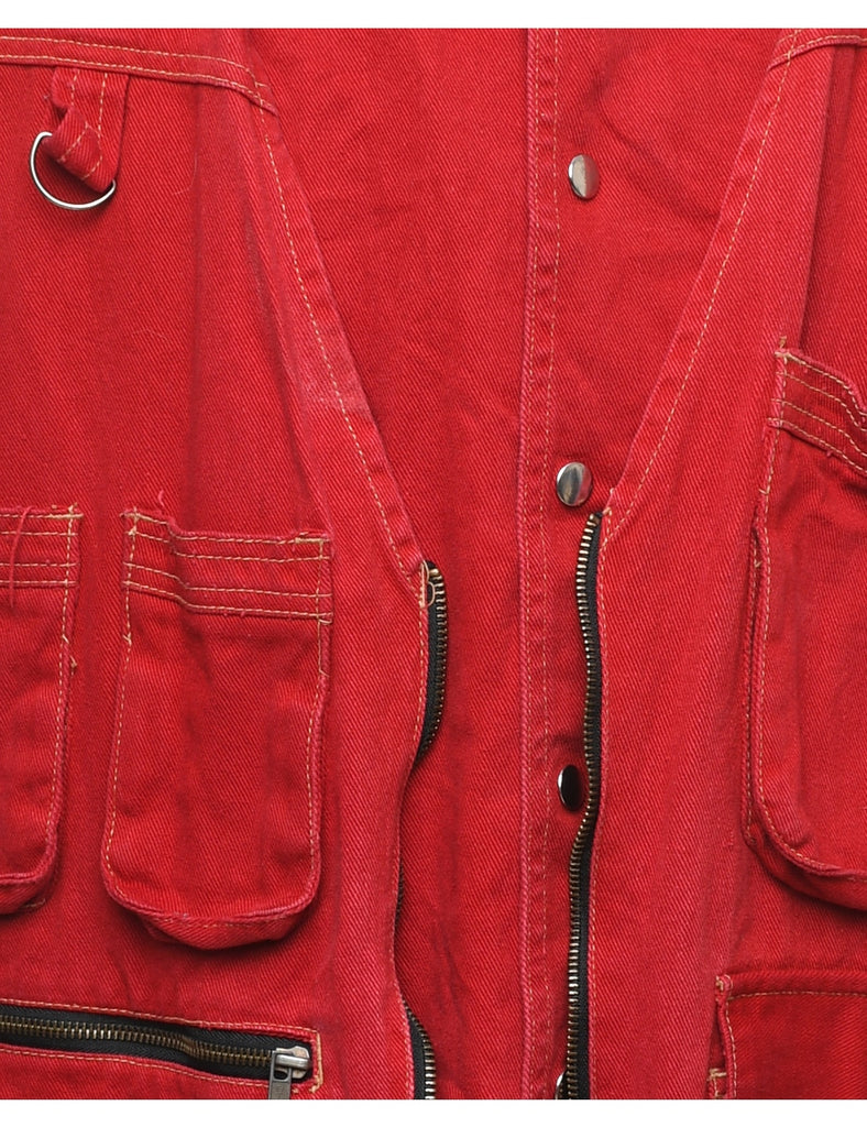 Exhaust Jeans 1990s Red Denim Utility Jacket - L