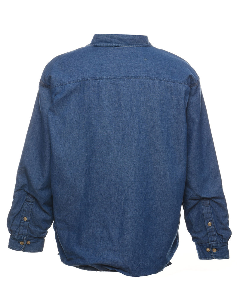 Faux Shearling Lining Denim Shirt - L