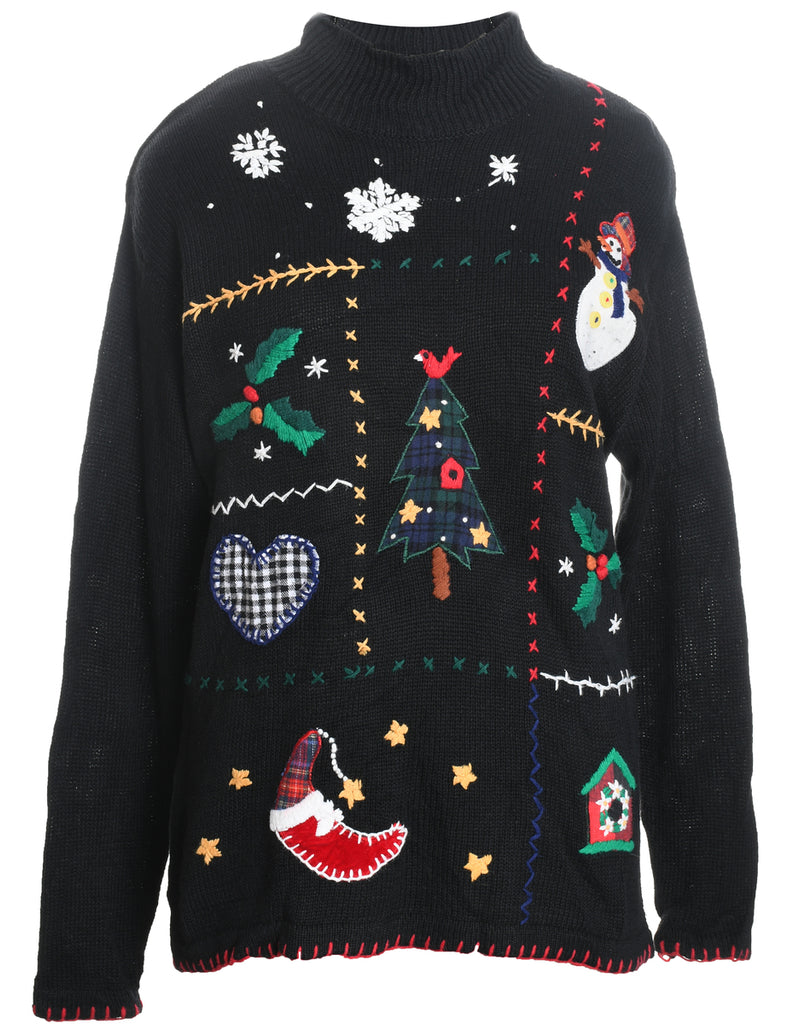 Festive Print Christmas Jumper - M