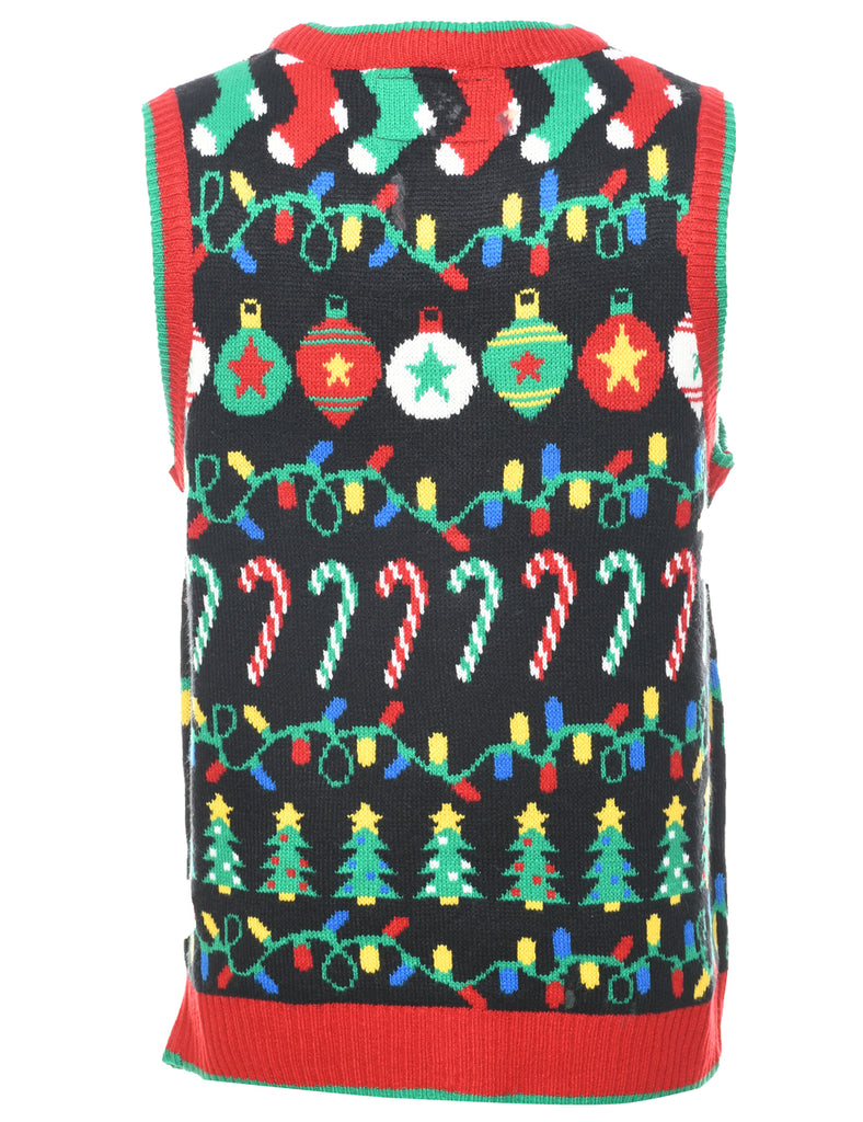 Festive Print Christmas Vest - M