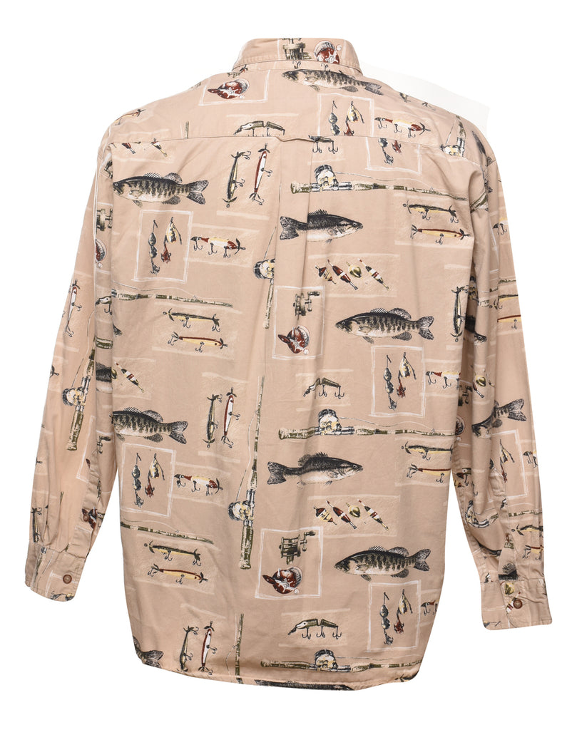 Fish Design Light Brown Shirt - L