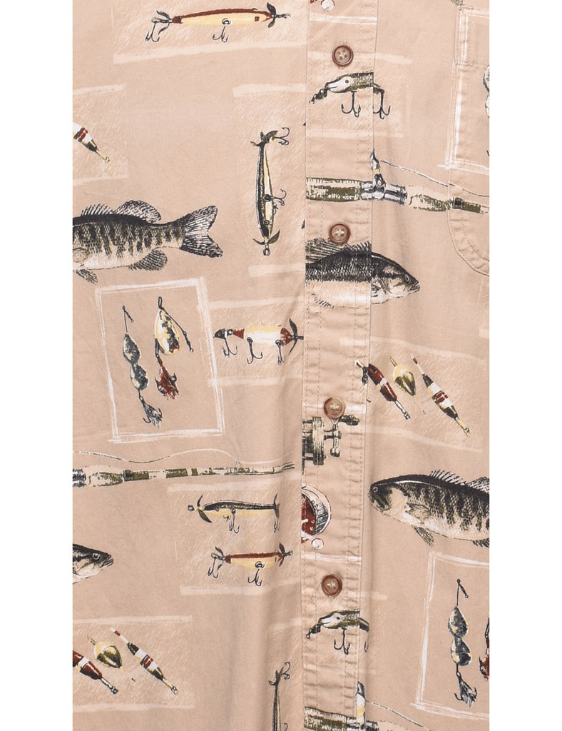 Fish Design Light Brown Shirt - L