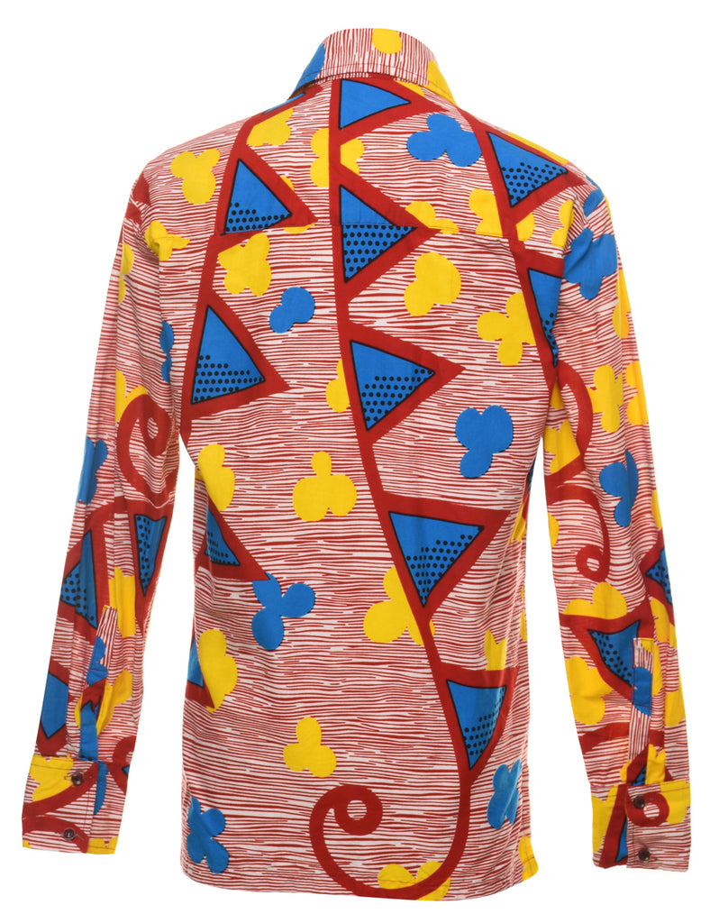 Geometric Pattern 1970s Style Multi-Colour Shirt - S