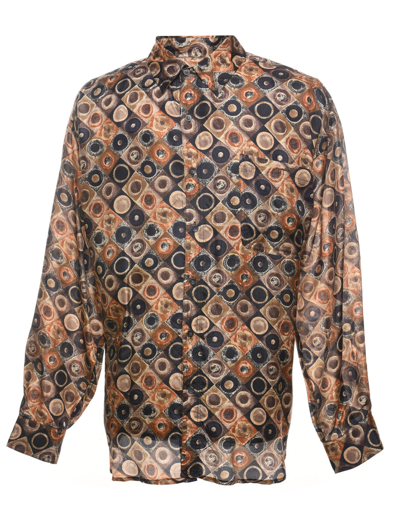 Geometric Pattern Multi-Colour Silk Shirt - XL